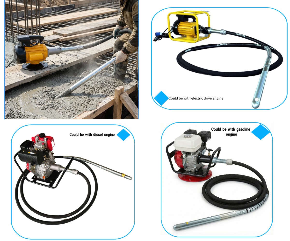 Vibrador de hormigón portátil eléctrico